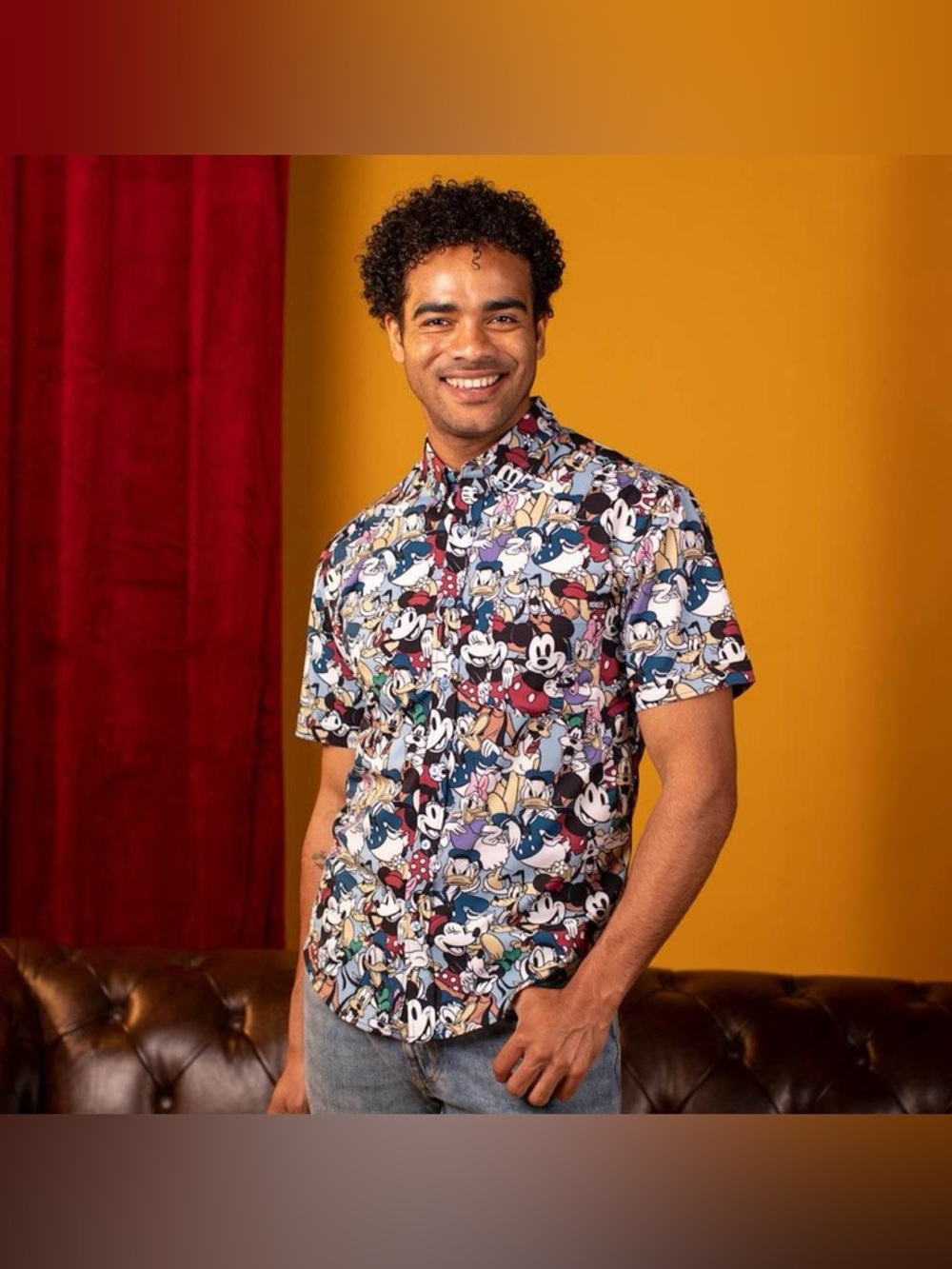 NWT RSVLTS X Disney “OG Squad” Men’s KUNUFLEX Short Sleeve Button Up Shirt XL